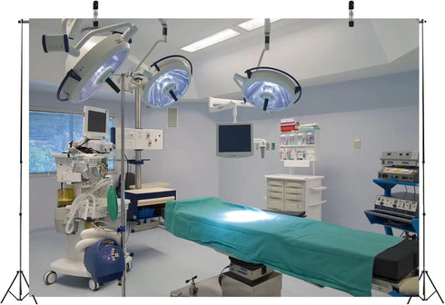 BELECO 5x3ft Hospital Backdrop Fabric Operating Room Backdrop Doctor Surgery Anesthesia Bed Sickbed Medical Equipment