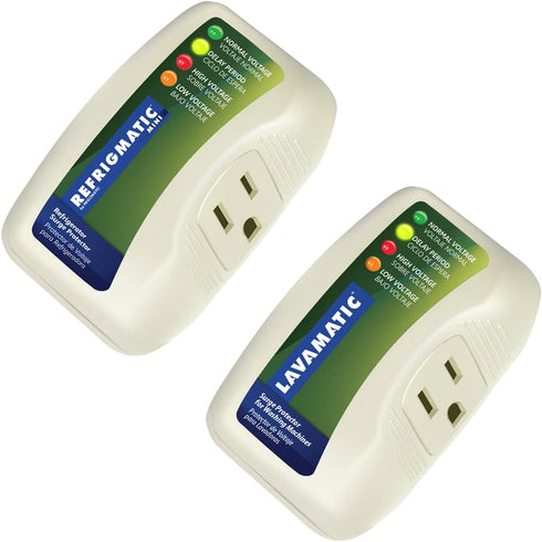 Two Electronic Voltage & Surge Protector Combo, Protect Refrigerator & Washing Machine from Voltage Spikes