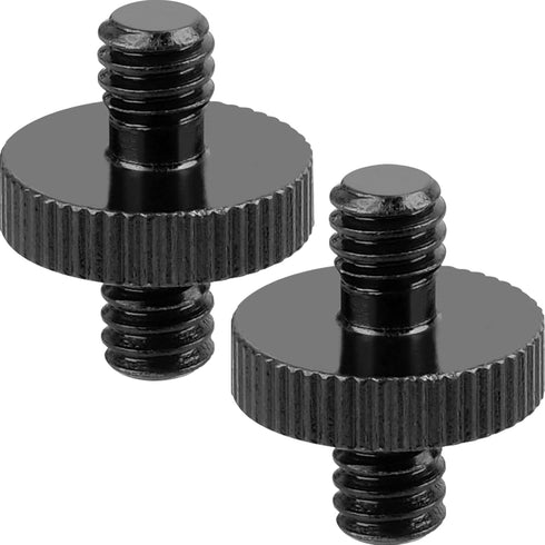 1/4" Male to 1/4" Male Threaded Tripod Screw Adapter, Double Head Stud for Camera Cage Mount, Black, 2 Packs