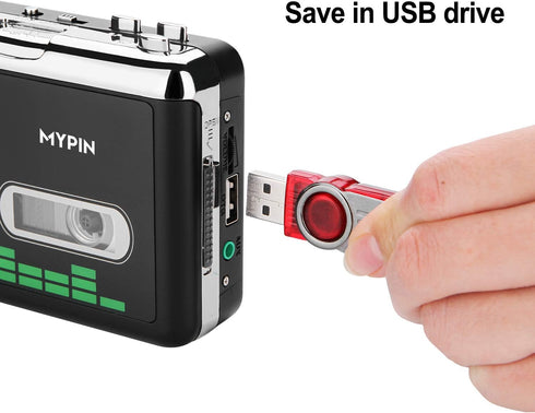 Cassette MP3 Cassette Tape-to-MP3 USB to Converter, Portable Walkman Audio Music Player Converter with Earphones