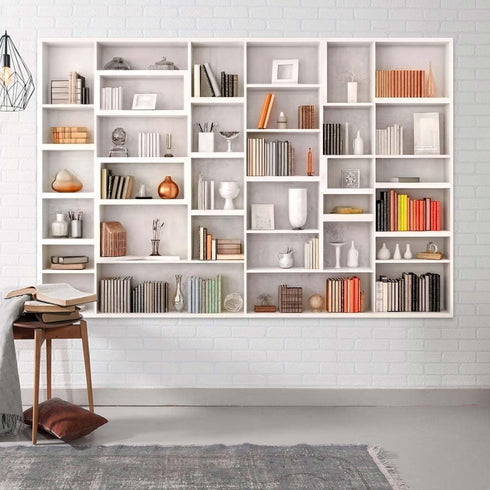 Xguatan 7x5ft White Bookshelf Backdrop Office Home Bookcase Photography Backdrop Decoration for Video Conference, Zoom