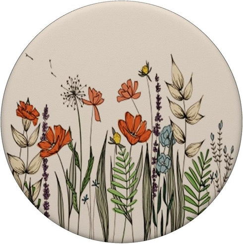 Cute Summer Wildflowers Pattern Design on Beige PopSockets Standard PopGrip