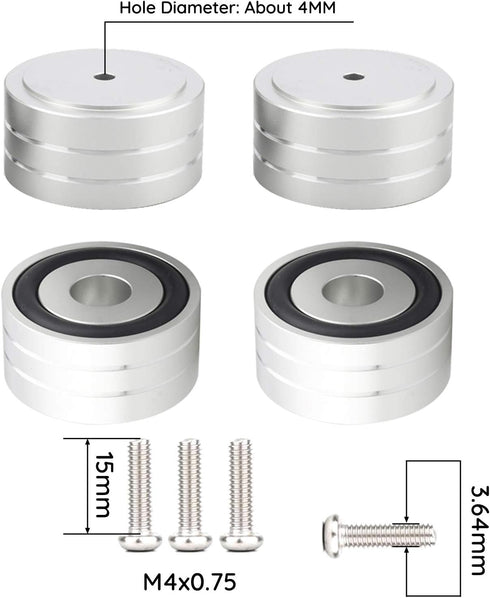 Audiocrast 4X Silver Aluminum HiFi Speaker Isolation Feet Pad, 40x20mm Non-Slip Vibration Dampener for Subwoofer