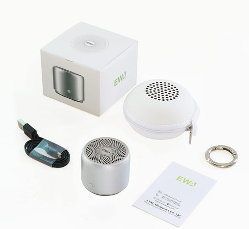 EWA A106 Wireless Mini Bluetooth Speaker with Custom Bass Radiator, Portable for Home, Outdoors (Silver)