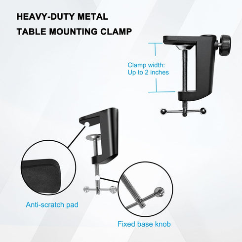Jodichert 19"- 32" Camera Desk Mount, Overhead Desk Camera Stand Adjustable Desk Webcam Arm Light Stand for DSLR