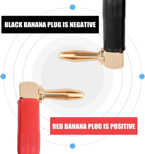 HI-FI Pure Copper Speaker Cable with Right Angle L Type Gold-Plated Connector, Red & Black (1M)