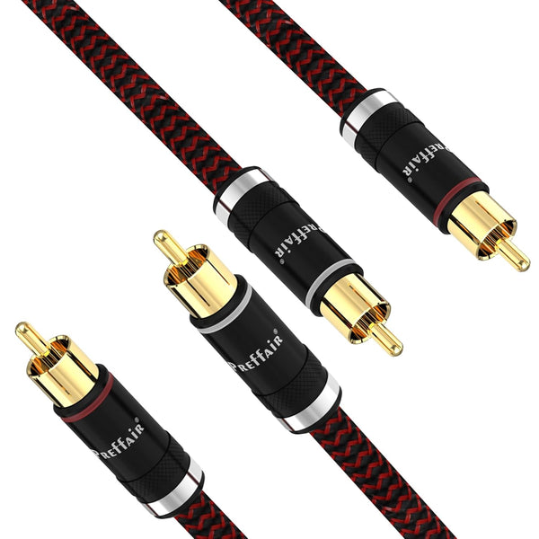 Preffair 2Pcs/1 Pair RCA Cables OFC Copper Shielded Gold Plated RCA Male to Male Connectors (4.9FT/1.5M)