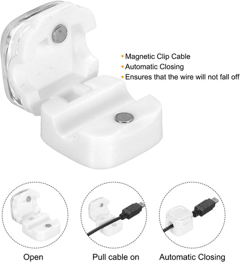 6Pcs MECCANIXITY Magnetic Cable Clips, Self-Adhesive Cable Management Clamp Cord Organizer for Charging Cable, Computer