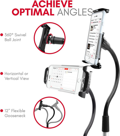 Macally Car Seat Rail Mount, Adjustable Gooseneck Tablet and Phone Holder for Vehicles