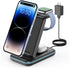 GEEKERA 3 in 1 Wireless Charging Station, Foldable Wireless Charger Stand for Multiple