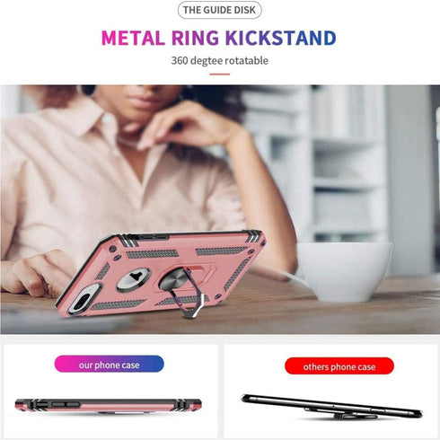 Folmeikat Compatible with iPhone 8 Plus, 7 Plus, 6s Plus/6 Plus Phone Case, 360 Degree Rotating Metal Ring