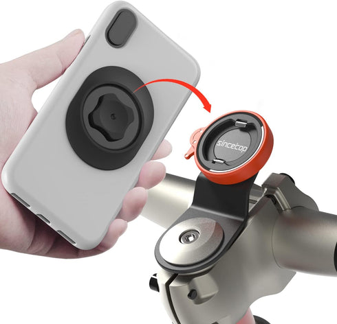 sincetop Bike Phone Mount, Mountain Bicycle Cell Phone Holder, Universal Aluminum Handlebar Stem Phone Clamp, Cycling