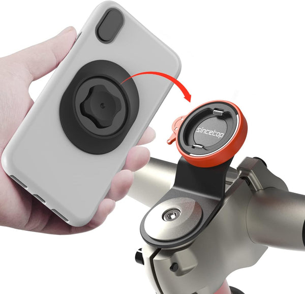 sincetop Bike Phone Mount, Mountain Bicycle Cell Phone Holder, Universal Aluminum Handlebar Stem Phone Clamp, Cycling