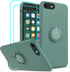 LeYi Green Liquid Silicone Case for iPhone 8/7/6s/6 with Stand & 2 Glass Screen Protectors - Shockproof Cover for All