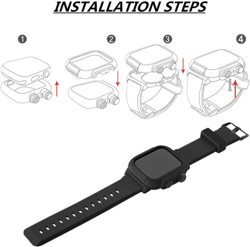Compatible with Apple Watch Series 5/4 44mm IP68 Waterproof Case, for Series 3/2 42mm with Comfortable Silicone Band