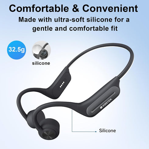 32GB MP3 Swimming,IP68 Voistek Bluetooth Bone Conduction Headphones with Mic,Built-in Player for Waterproof
