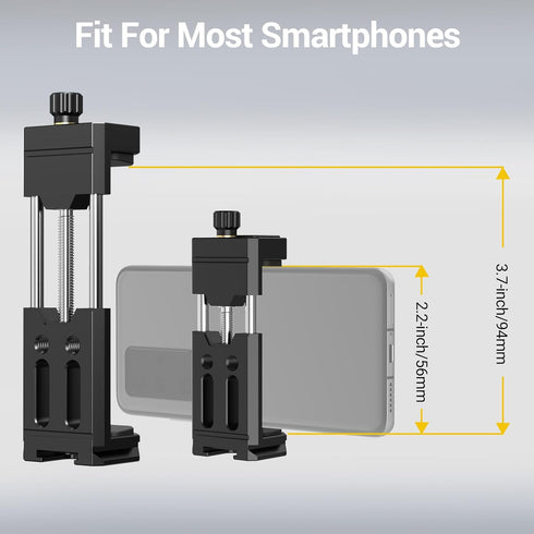 Tripod Phone Mount Holder - Universal Smartphone Mount Adapter with Sliding Cold Shoe and Arca Swiss Quick Release Plate