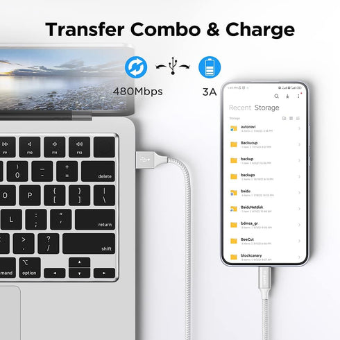 etguuds White USB C Cable 3.3ft Fast Charging, 2-Pack Braided USB to USB C Cable for Samsung Galaxy S23 S22 S21 S20