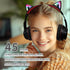 Cat Ear Wireless Headphones, Bluetooth 5.3, 60H Over Ear, 8H with LED Light, Foldable Music Gaming Headset with Aux Mic