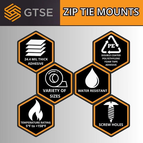GTSE 100 Pack Black Screw Mounts, Saddle Type Zip Tie Anchors for Zip Ties Up to 0.2" Wide