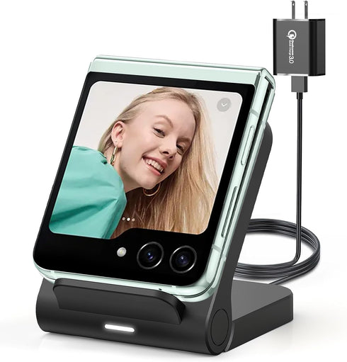 For Samsung Galaxy Z-Flip Wireless Charger: Galaxy Z Flip 6/5/4/3 Wireless Charging Stand, 15W Fast Charger for Galaxy