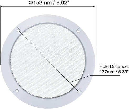 uxcell 2pcs 5" Mounting Hole Diagonal Distance Speaker Grill Mesh Decorative Circle Woofer Guard Cover, White