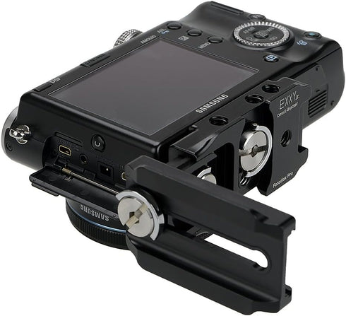 Fotodiox Exxy Omni Jr. Universal L-Bracket for Smaller Mirrorless Cameras, All Metal Black Hand Grip for Quick Releases