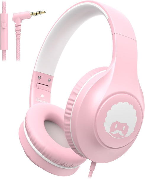 rockpapa C24 On-Ear Wired Headphones with Microphone, Lightweight Foldable Corded Headphones with 3.5mm Jack, Stereo