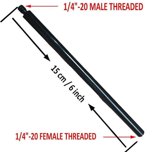 Metal Tripod Extender Tube Extension Rod/Tripod Pole - with 1/4inch-20 Female Threaded and 1/4inch-20 Male Threaded for Tripod Stabilizer for DSLR & SLR Cameras/Action Camera Adapter