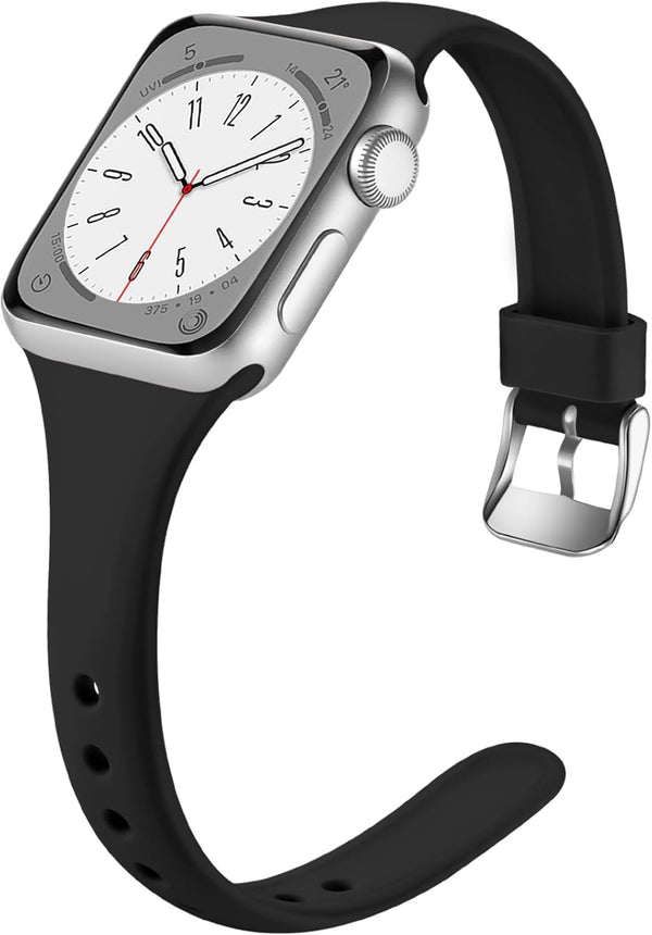 Laffav Slim Band, Compatible with Apple Watch 40mm 38mm 41mm 44mm 42mm 45mm 46mm 49mm, Soft Silicone Strap