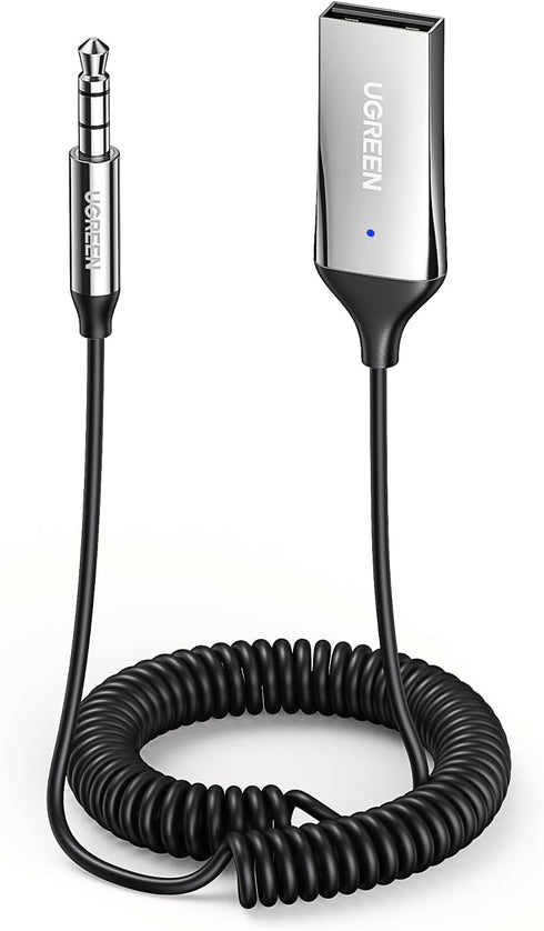 UGREEN Aux to Bluetooth 5.3 Adapter, 3.5mm Bluetooth Receiver for Car, USB 2.0 to 3.5mm Jack Kit with Built-in