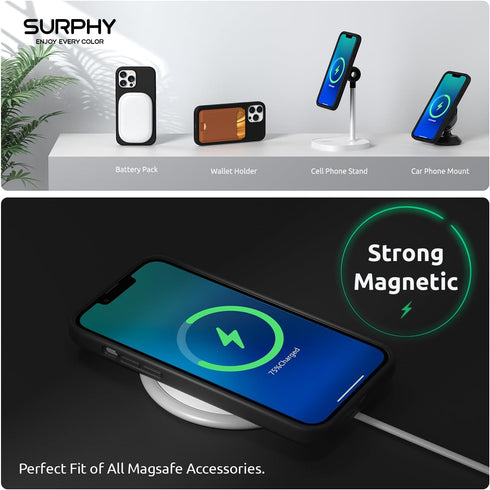 SURPHY Magnetic Case for iPhone 13 Pro, Compatible with MagSafe, Liquid Silicone Phone Case with Microfiber Lining