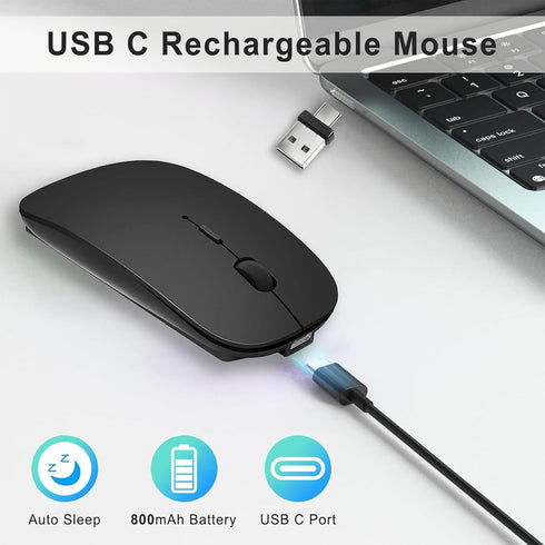 Bluetooth Wireless USB C Mouse, Rechargeable for MacBook Pro, Wireless Type C Mouse for Apple and Surface Pro