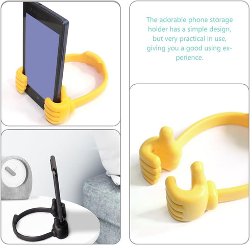 FONDOTIN 2pcs Thumb Gesture Phone Supports Creative Smartphone Brackets for Office and Home Use Black and Yellow Cell