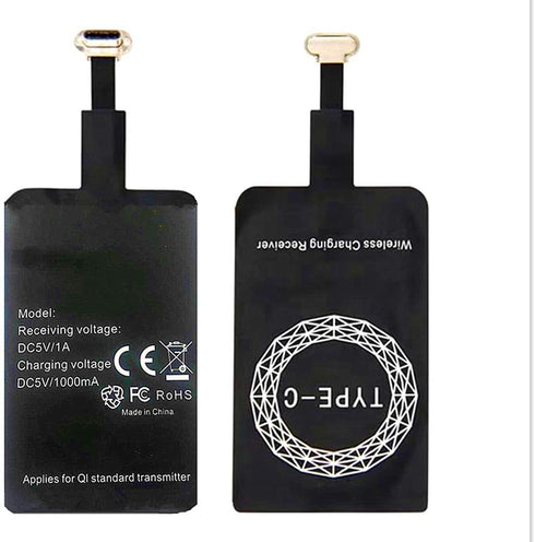 Wireless Charging Receiver Adapter, Qi Receiver Compatible with Google Pixel, Samsung, LG, and Other USB-C Android