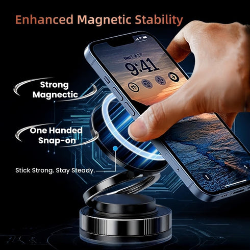 MiniLuxis Vacuum Suction Magnetic Phone Holder, Foldable and Retractable, Hands-Free Suction Magnetic Phone Mount