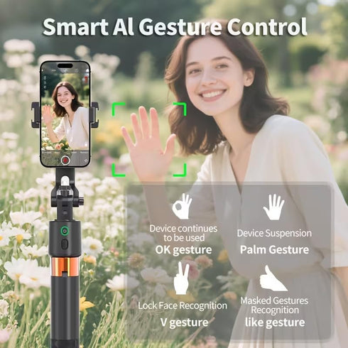 realexist 360 Auto Face Tracking Phone Holder, Rotation Phone Tripod with Wireless Remote and Phone Holder, Selfie