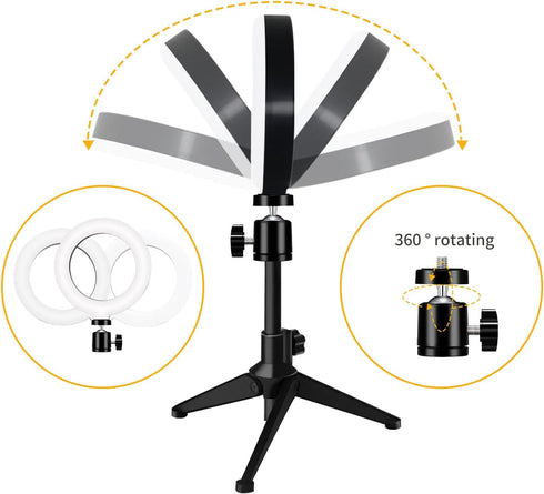 MEZHER 6 Desk Ring Light for Zoom Meetings - Video Conference Lighting Kit for Laptop Computer, Clip on Table LED Light