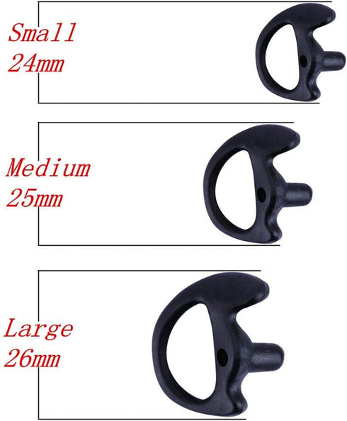 Replacement Earmold Earbud Earplug for Motorola Kenwood Two-Way Radio Audio Kits (Black, Small)