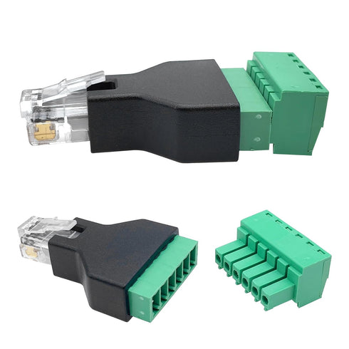 5Pcs RJ11 Male to 6 Pins Screw Terminal Block Adapter for Cat3 Telephone Handset Cords Extender, RJ12 6P6C Modular Connector
