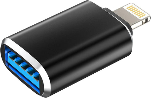 Lightning Male to USB 3.0 Female OTG Adapter for iPhone 11, 12 Pro Max, Mini, XR, XS, 8, 7, SE Plus, iPad Air, and more.