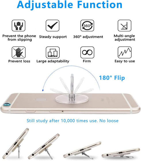 Cell Phone Ring Holder Stand - 5 Pack, Transparent Finger Kickstand, Compatible with iPhone