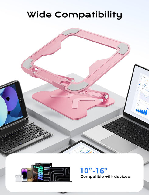 JCZT 10-16'' Adjustable Laptop Stand for Desk, Metal Foldable Laptop Riser, Portable Laptop Holder Mount, Ventilated