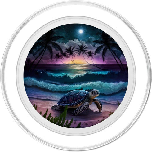 Sea Turtle PopSockets PopGrip for MagSafe, Night on the Beach Under Starry Sky