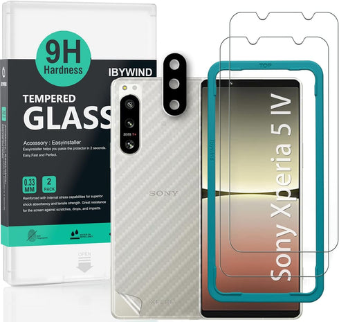 Ibywind Screen Protector for Sony Xperia 5 IV 5G (6.1 Inches), 2Pcs Tempered Glass, Camera Lens Protector