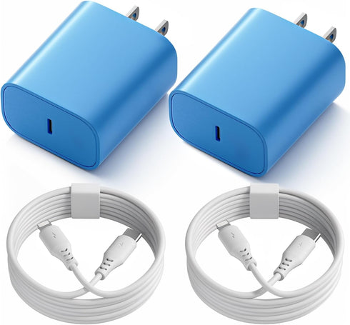 Phone Charger, Fast Charging, 2 Pack, 20W PD USB C Wall Charger Block with 6FT Type C to Lightning Cable