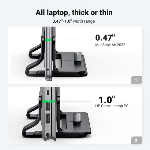 UGREEN Vertical Laptop Stand Holder for Desk, Adjustable Aluminum Stand Compatible with MacBook Pro, MacBook Air, Up to