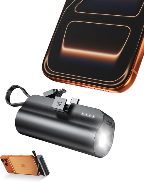 Szfakuer 5000mAh Mini Portable Charger with Built-in Type C Connector & Cables,5V 2.4A