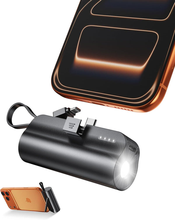 Szfakuer 5000mAh Mini Portable Charger with Built-in Type C Connector & Cables,5V 2.4A