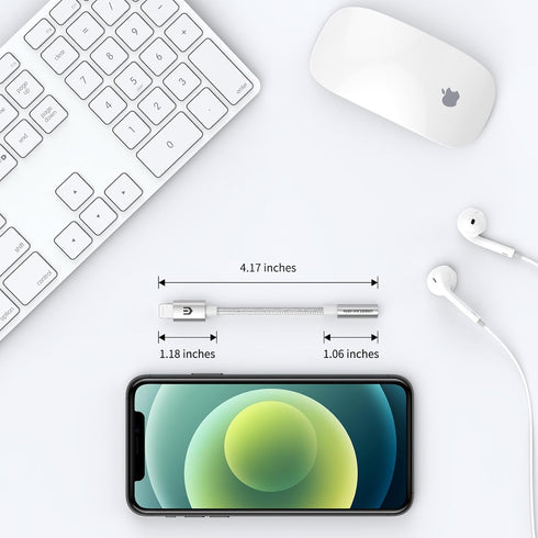 UNBREAKcable Headphones Adapter for iPhone, MFi Certified Lightning to 3.5mm Jack Converter, Compatible with iPhone
